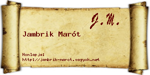 Jambrik Marót névjegykártya